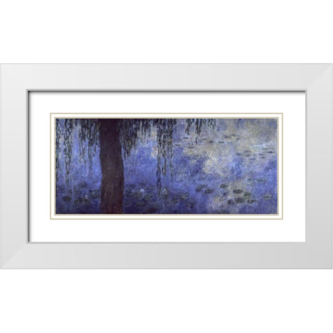 Water Lilies: Morning with Willows, c. 1918-26 - right panel White Modern Wood Framed Art Print with Double Matting by Monet, Claude