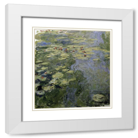 Water Lilies - Nympheas II White Modern Wood Framed Art Print with Double Matting by Monet, Claude