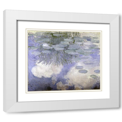 Water Lilies - Nymphaeas III White Modern Wood Framed Art Print with Double Matting by Monet, Claude