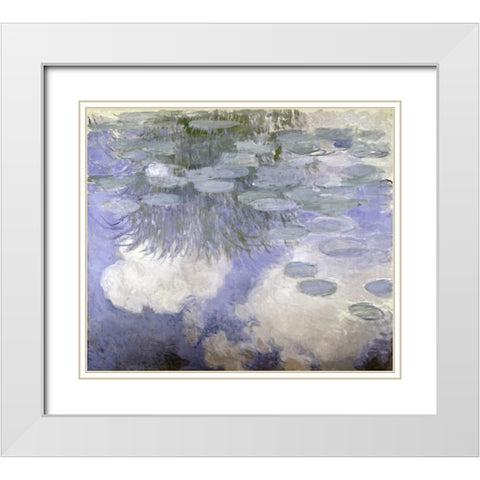 Water Lilies - Nymphaeas III White Modern Wood Framed Art Print with Double Matting by Monet, Claude