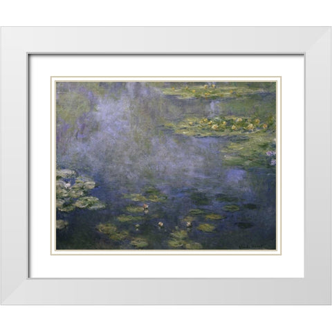 Water Lilies - Nympheas IV White Modern Wood Framed Art Print with Double Matting by Monet, Claude