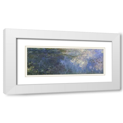 Water Lilies: The Clouds, c. 1914-26 (left panel) White Modern Wood Framed Art Print with Double Matting by Monet, Claude