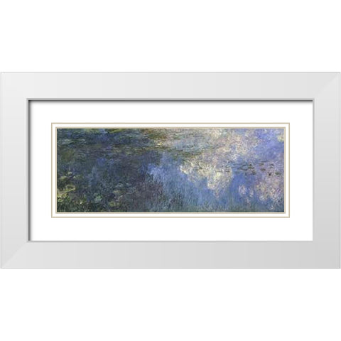 Water Lilies: The Clouds, c. 1914-26 (left panel) White Modern Wood Framed Art Print with Double Matting by Monet, Claude