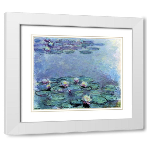 Water Lilies - Nympheas 1914-1917 White Modern Wood Framed Art Print with Double Matting by Monet, Claude