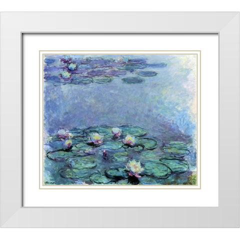Water Lilies - Nympheas 1914-1917 White Modern Wood Framed Art Print with Double Matting by Monet, Claude