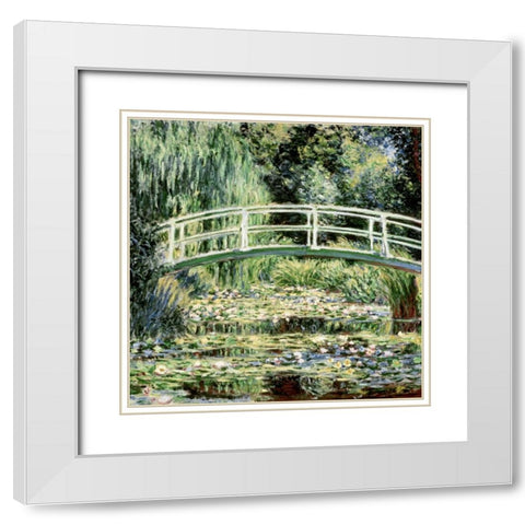 Les nympheas blancs - The White Waterlilies White Modern Wood Framed Art Print with Double Matting by Monet, Claude