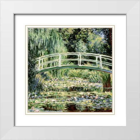 Les nympheas blancs - The White Waterlilies White Modern Wood Framed Art Print with Double Matting by Monet, Claude