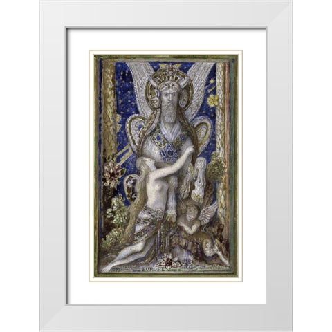 Europa White Modern Wood Framed Art Print with Double Matting by Moreau, Gustave