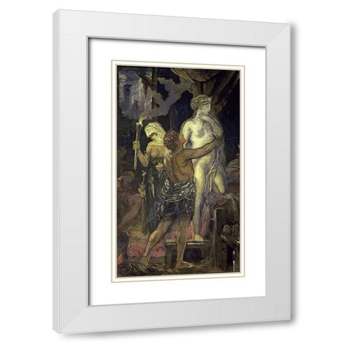 Messalina (Messaline) White Modern Wood Framed Art Print with Double Matting by Moreau, Gustave