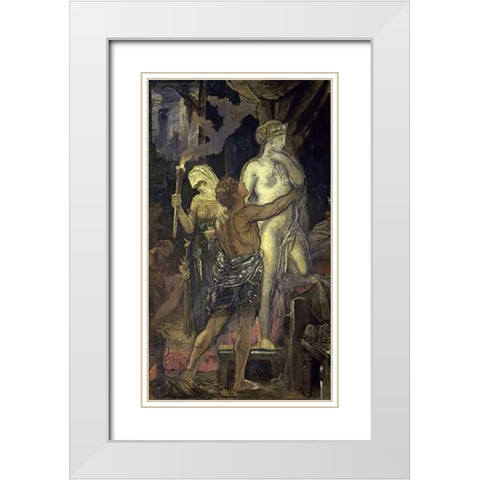 Messalina (Messaline) White Modern Wood Framed Art Print with Double Matting by Moreau, Gustave