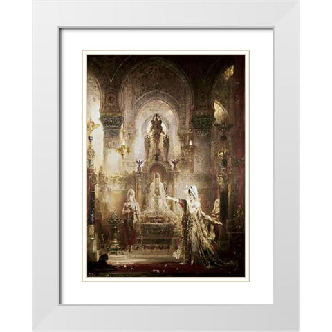 Salome Dancing Before Herod White Modern Wood Framed Art Print with Double Matting by Moreau, Gustave