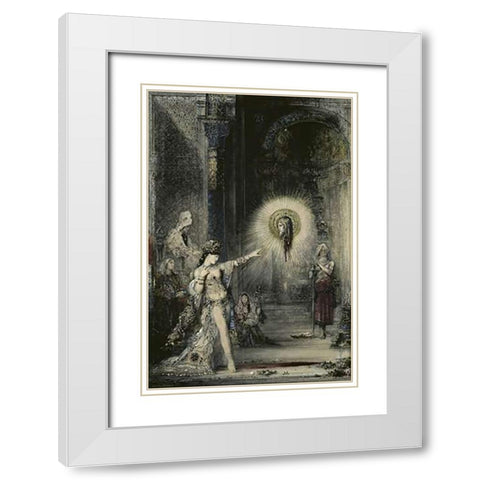 The Apparition White Modern Wood Framed Art Print with Double Matting by Moreau, Gustave