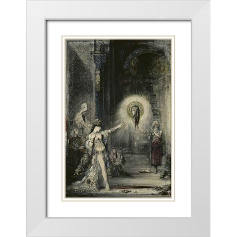 The Apparition White Modern Wood Framed Art Print with Double Matting by Moreau, Gustave