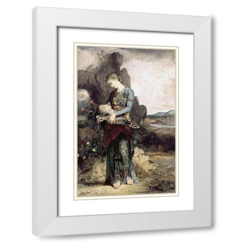 Thracian Maiden White Modern Wood Framed Art Print with Double Matting by Moreau, Gustave