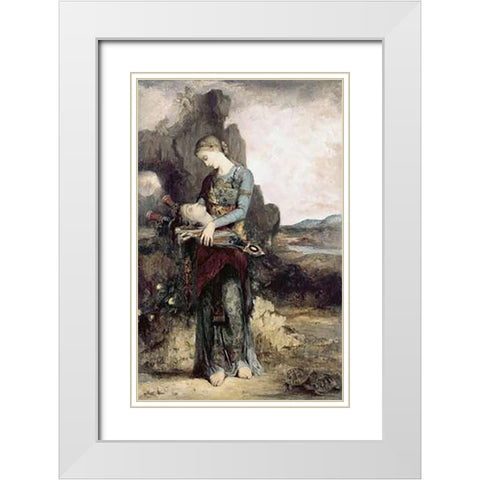Thracian Maiden White Modern Wood Framed Art Print with Double Matting by Moreau, Gustave