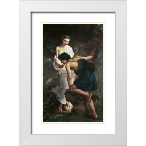 Spring White Modern Wood Framed Art Print with Double Matting by Munier, Emile