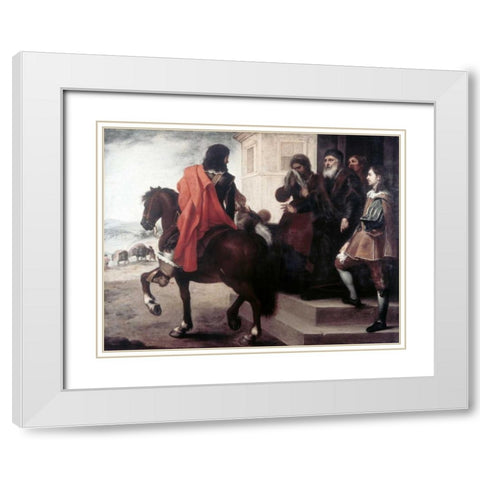 Departure of The Prodigal Son White Modern Wood Framed Art Print with Double Matting by Murillo, Bartolome Esteban