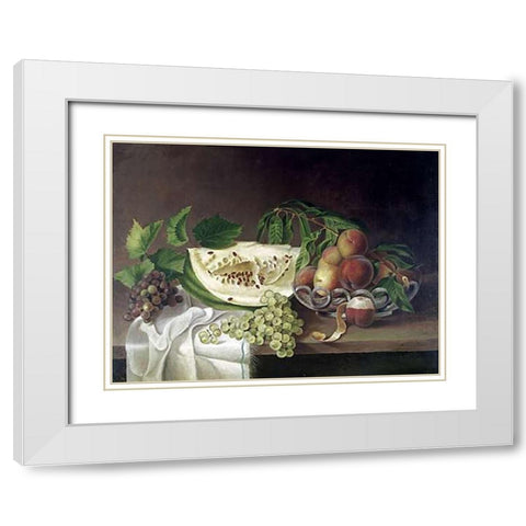Still Life With Fruit White Modern Wood Framed Art Print with Double Matting by Peale, Charles Willson