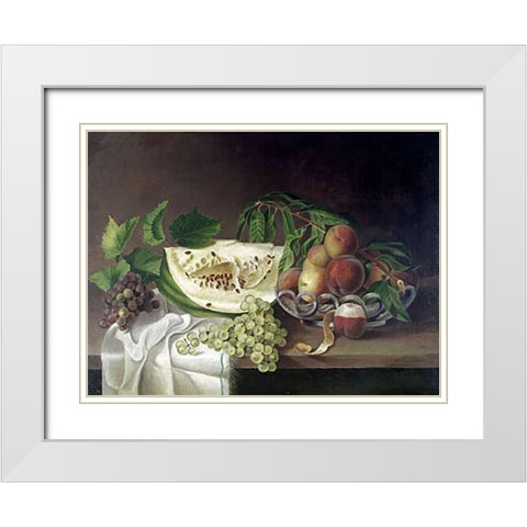 Still Life With Fruit White Modern Wood Framed Art Print with Double Matting by Peale, Charles Willson