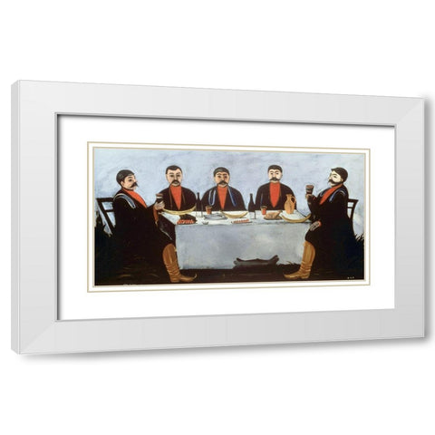 A Feast of Five Princes White Modern Wood Framed Art Print with Double Matting by Pirosmanasvili, Niko