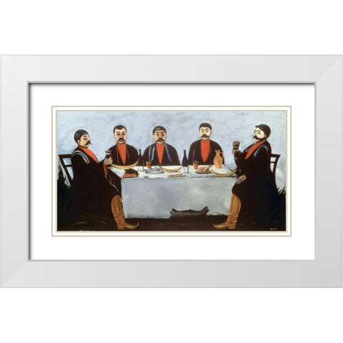 A Feast of Five Princes White Modern Wood Framed Art Print with Double Matting by Pirosmanasvili, Niko