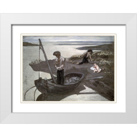 Poor Fisherman (Sketch) White Modern Wood Framed Art Print with Double Matting by Puvis de Chavannes, Pierre