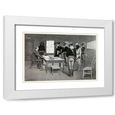 Apache Before The Indian Agency White Modern Wood Framed Art Print with Double Matting by Remington, Frederic