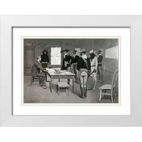 Apache Before The Indian Agency White Modern Wood Framed Art Print with Double Matting by Remington, Frederic