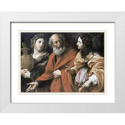 Lot and His Daughters White Modern Wood Framed Art Print with Double Matting by Reni, Guido