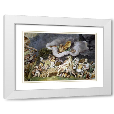 Diomede Uccide Tideo White Modern Wood Framed Art Print with Double Matting by Romano, Giulio