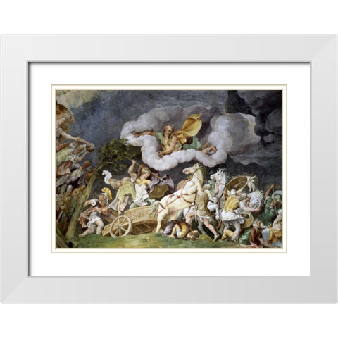 Diomede Uccide Tideo White Modern Wood Framed Art Print with Double Matting by Romano, Giulio
