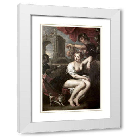 Bathsheba at the Spring White Modern Wood Framed Art Print with Double Matting by Rubens, Peter Paul
