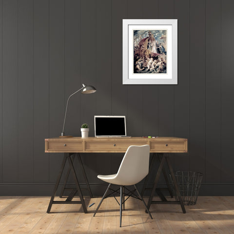 Marie De Medici Arrives In Marseilles White Modern Wood Framed Art Print with Double Matting by Rubens, Peter Paul