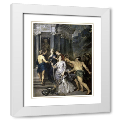 Peace of Angers (Life of Marie De Medici, Queen of France) White Modern Wood Framed Art Print with Double Matting by Rubens, Peter Paul