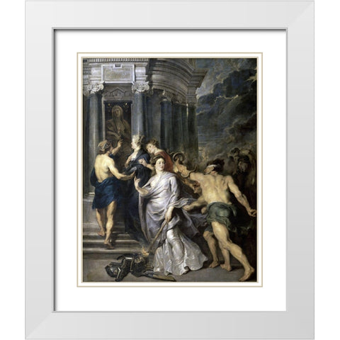 Peace of Angers (Life of Marie De Medici, Queen of France) White Modern Wood Framed Art Print with Double Matting by Rubens, Peter Paul