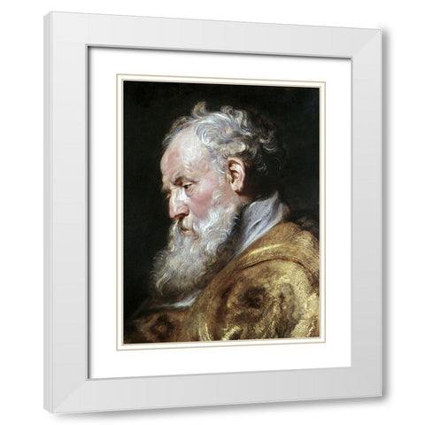 Saint Ambrose White Modern Wood Framed Art Print with Double Matting by Rubens, Peter Paul