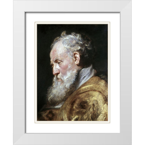Saint Ambrose White Modern Wood Framed Art Print with Double Matting by Rubens, Peter Paul