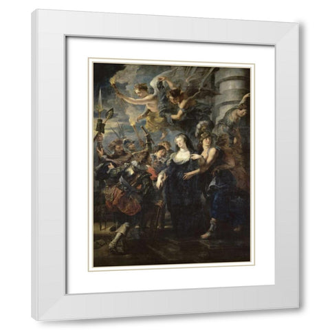 The Flight From Blois - Life of Marie de Medici, Queen of France White Modern Wood Framed Art Print with Double Matting by Rubens, Peter Paul