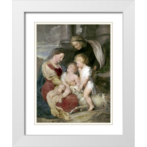 Virgin and Child With St. Elizabeth and St. John White Modern Wood Framed Art Print with Double Matting by Rubens, Peter Paul