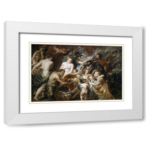 Peace and War White Modern Wood Framed Art Print with Double Matting by Rubens, Peter Paul