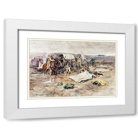 Calling The Horses White Modern Wood Framed Art Print with Double Matting by Russell, Charles