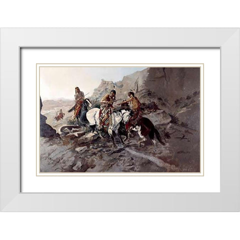 Scout White Modern Wood Framed Art Print with Double Matting by Russell, Charles