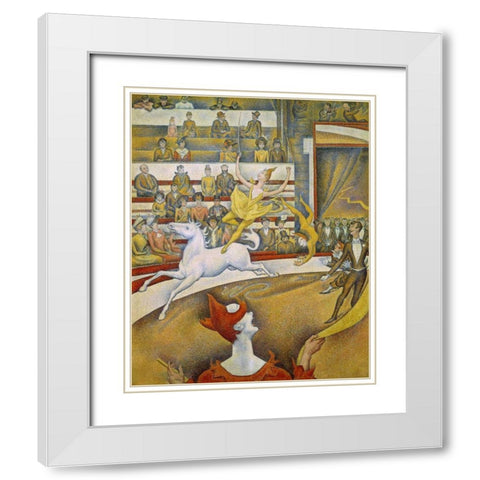 The Circus White Modern Wood Framed Art Print with Double Matting by Seurat, Georges