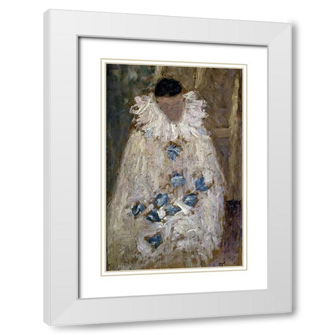 The Painter Aman-Jean as a Clown White Modern Wood Framed Art Print with Double Matting by Seurat, Georges