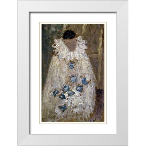 The Painter Aman-Jean as a Clown White Modern Wood Framed Art Print with Double Matting by Seurat, Georges