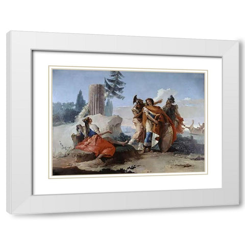 Armida Abandoned By Rinaldo White Modern Wood Framed Art Print with Double Matting by Tiepolo, Giovanni Battista