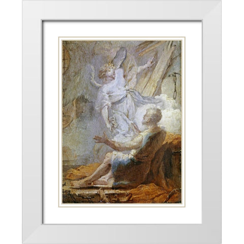 Liberation of Saint Peter White Modern Wood Framed Art Print with Double Matting by Tiepolo, Giovanni Battista