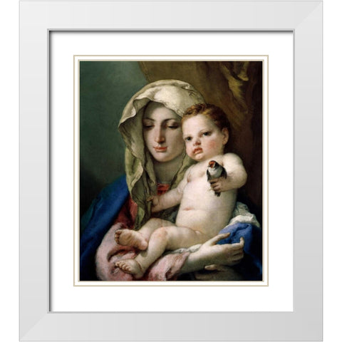 Madonna of the Goldfinch White Modern Wood Framed Art Print with Double Matting by Tiepolo, Giovanni Battista