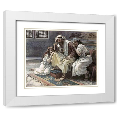 David Mourns His Son Ammon White Modern Wood Framed Art Print with Double Matting by Tissot, James