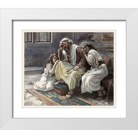 David Mourns His Son Ammon White Modern Wood Framed Art Print with Double Matting by Tissot, James